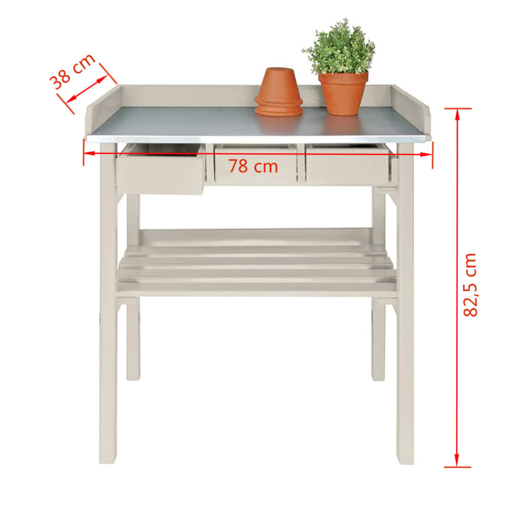 ESSCHERT Design ESSCHERT Design Garden Work Table s predali (bela) CF29W