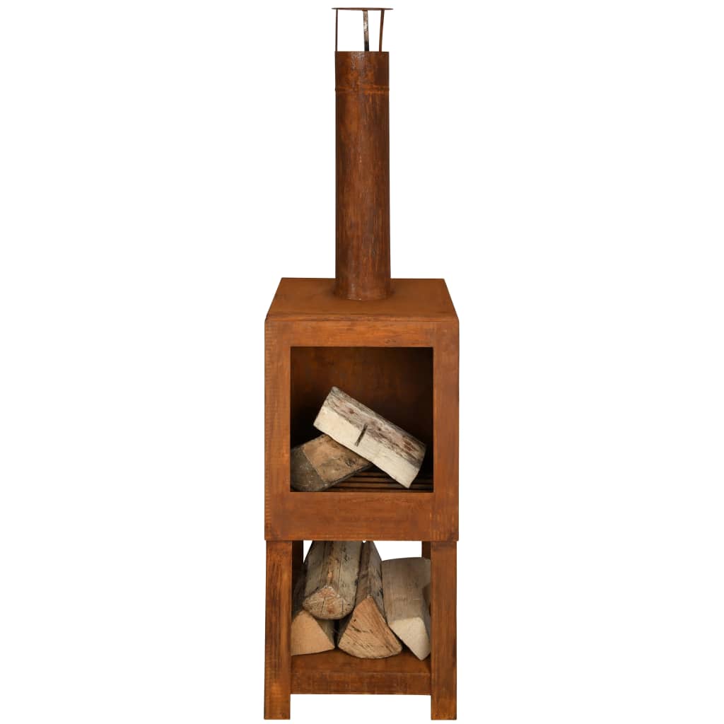 Esschert Design Esschert Design Garden fireplace with wood storage rust -colored FF298