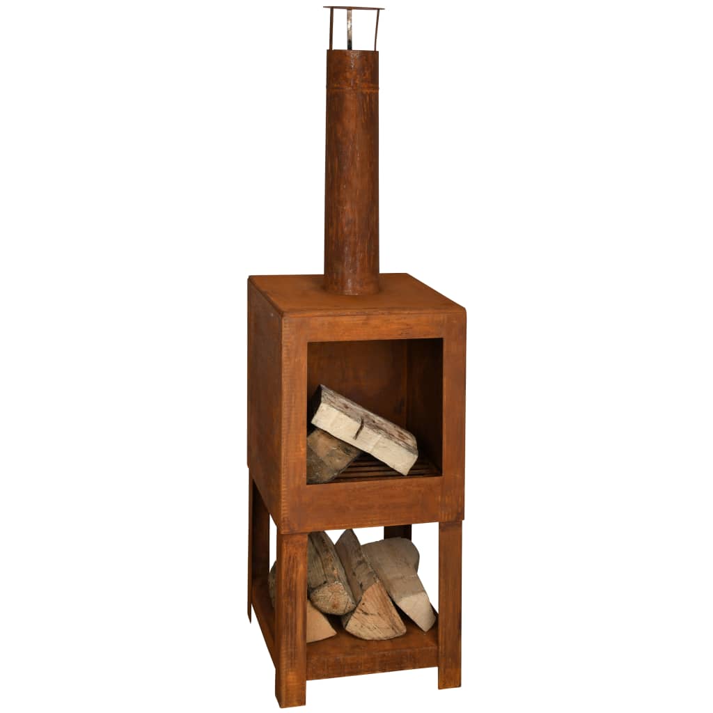 Esschert Design Esschert Design Garden fireplace with wood storage rust -colored FF298