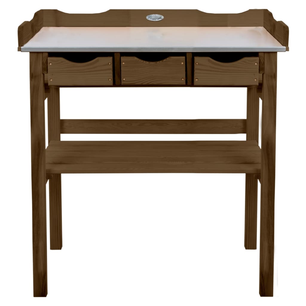 Esschert Design Tavolo da bottie Esschert Design con cassetti marroni