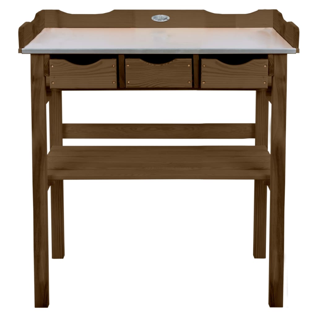 Esschert Design Tavolo da bottie Esschert Design con cassetti marroni