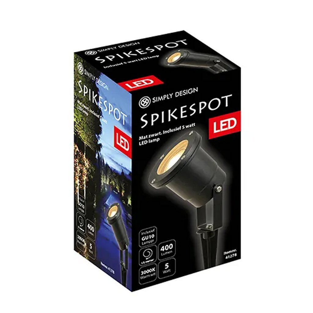 Jednoduše design LED SPIKESPOT GU10 5W 3000K Black Metal