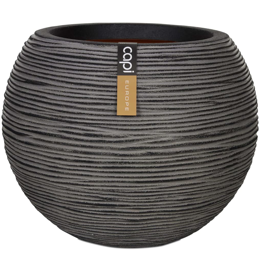 Capi Flowerpot Nature Rib Sfærisk 40x32 cm Anthracite Kofz270