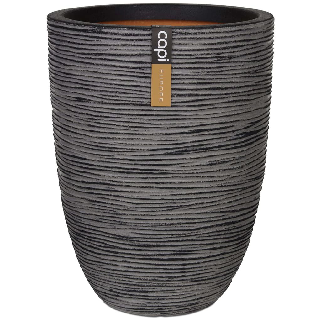 Capi Flowerpot Nature Rib Elegant Low 36x47 cm Anthracite KofZ782