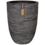 Capi Flowerpot Nature Rib Elegant Low 36x47 cm Anthracite KofZ782