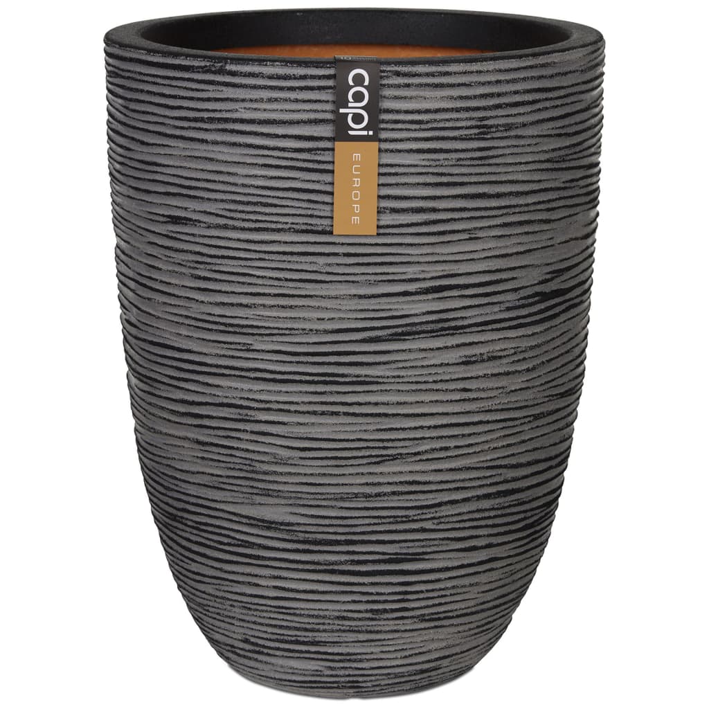 Capi Flowerpot Nature Rib Elegant Low 46x58 cm Anthracite KofZ783