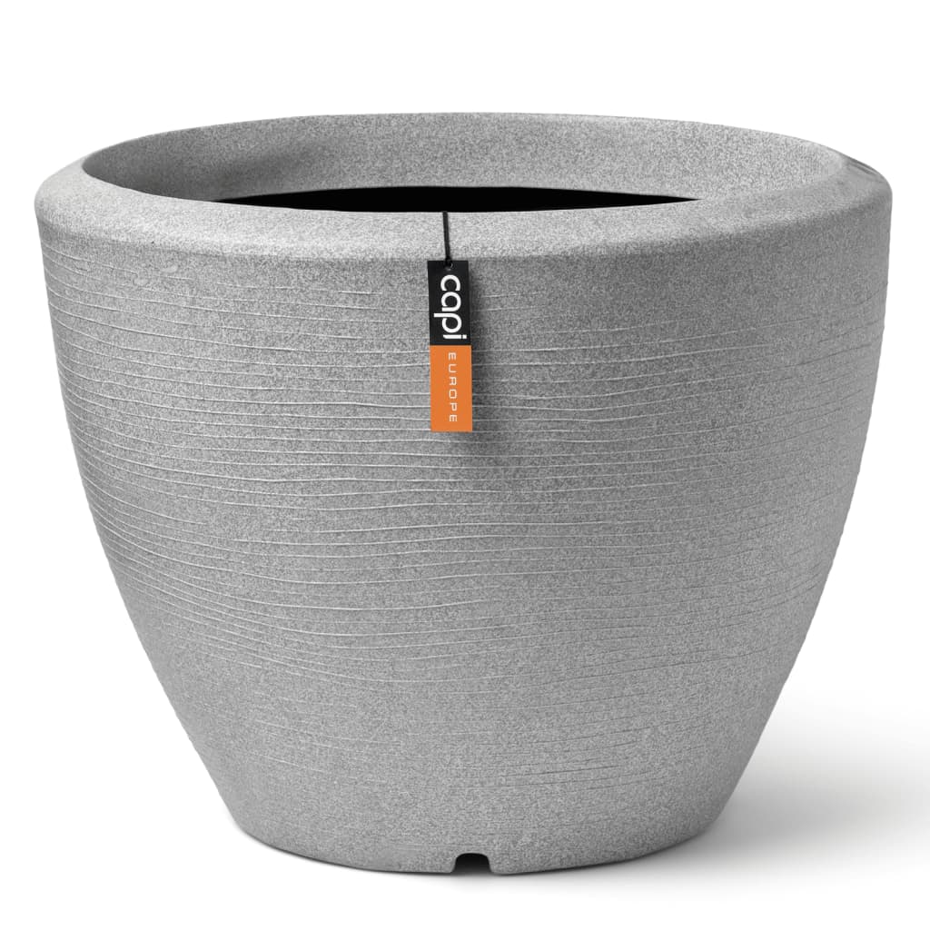 Capi Flowerpot Arc Granit verjüngt niedrig 48x35 cm Elfenbeinfarbe