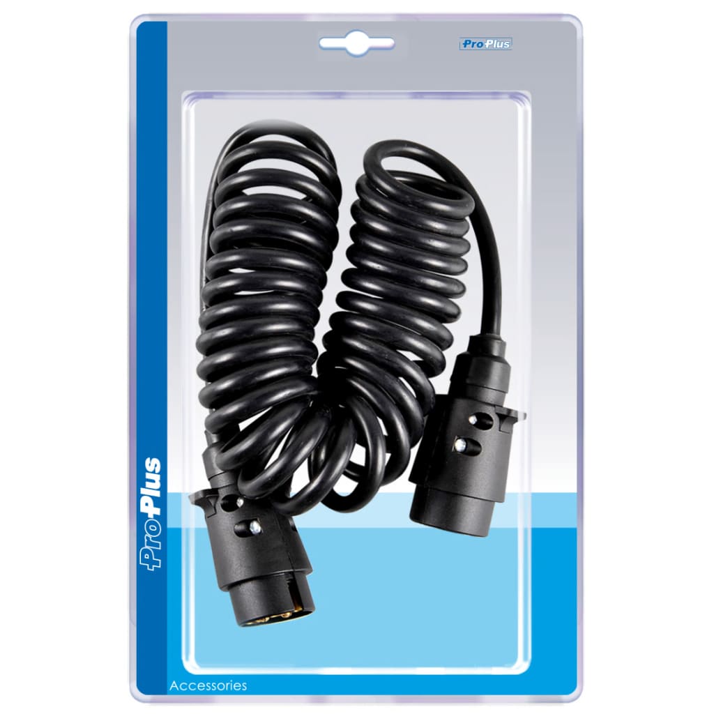 Proplus spiralkabel med 2x7-pinners plugg 3 m