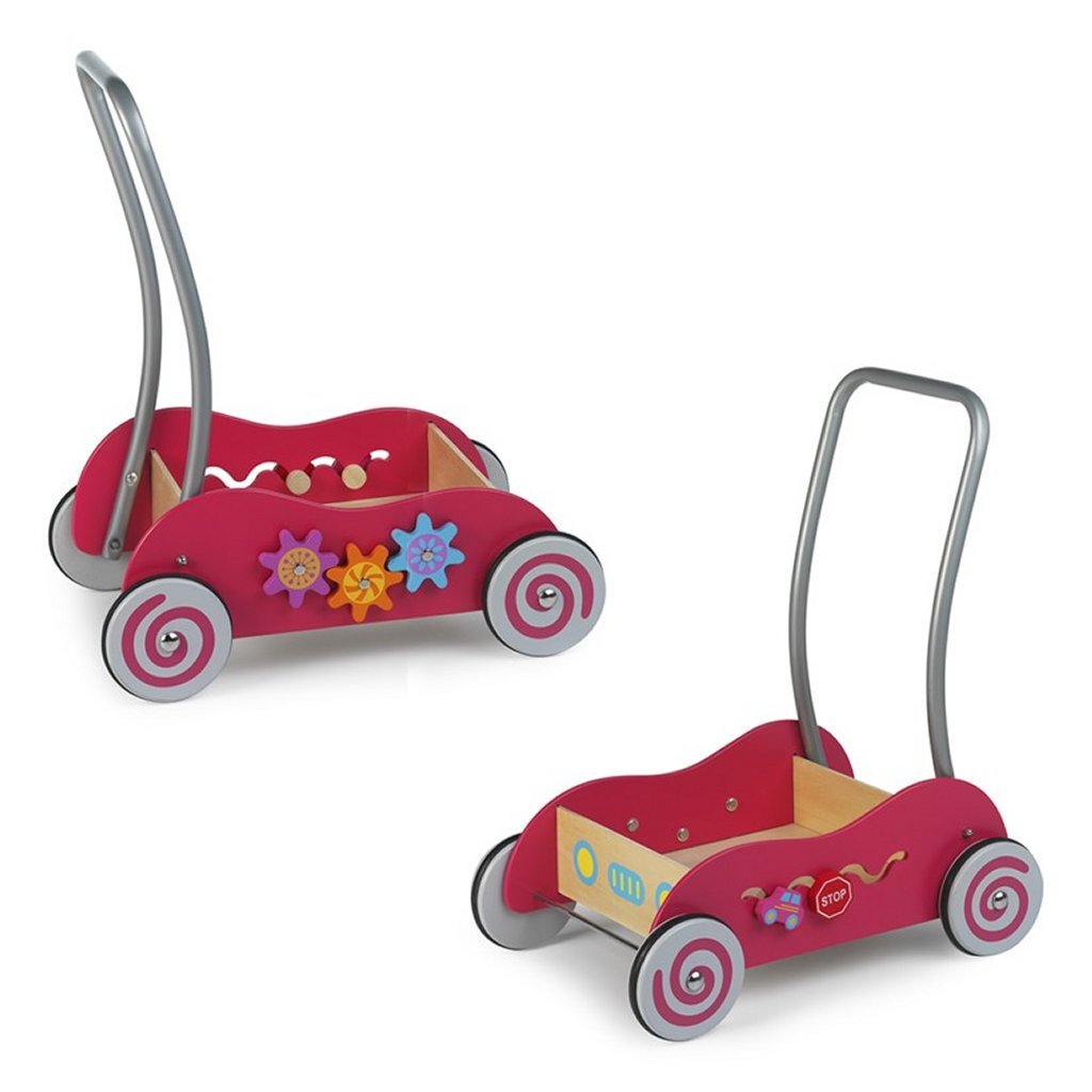 Semplicemente per bambini in legno Push Wagon Pink