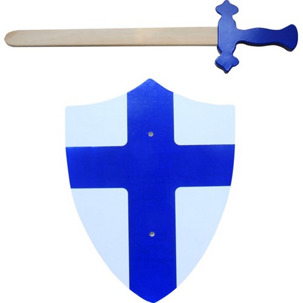 Semplicemente per bambini spada di legno e blu scudo