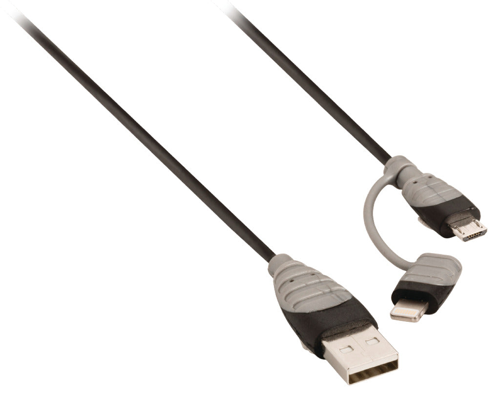 Bandridge BBM39400B10 2-in-1-Daten und Ladungskabel USB Micro-B Männlich + LightNingAdapter-A männlich 1,00 m Schwarz