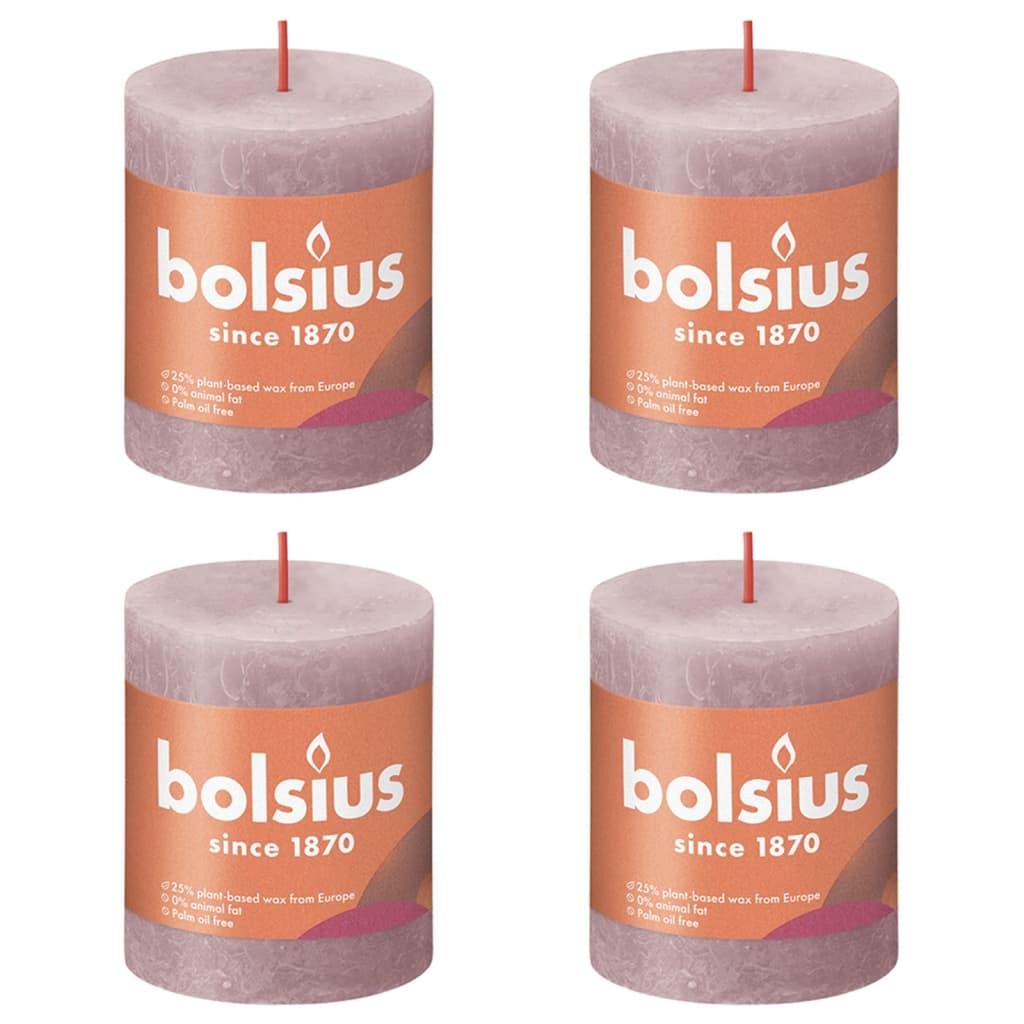 Bolsius Bolsius Stollen Shine 4 St Rustic 80x68 mm Ash rosa