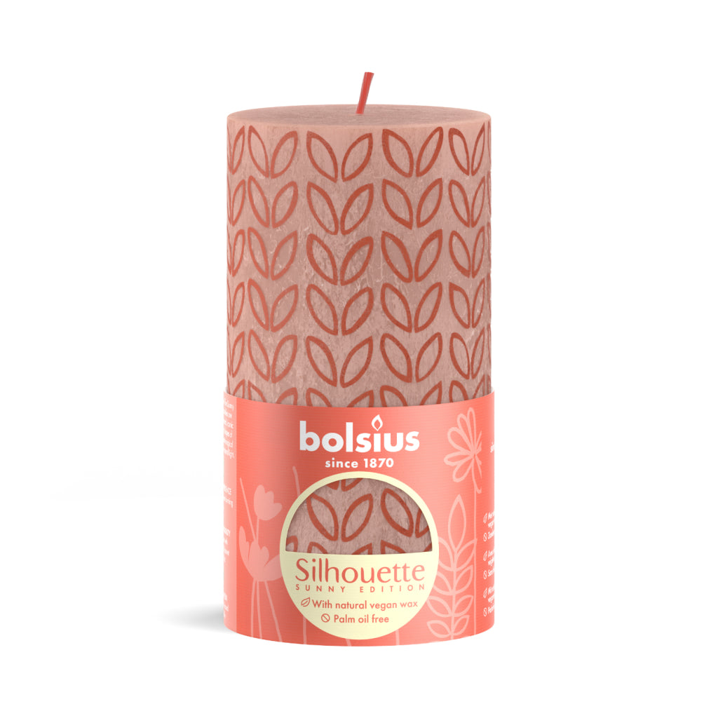 No brand Bolsius Stub candle Silhouette Misty Pink with print 130x68 mm