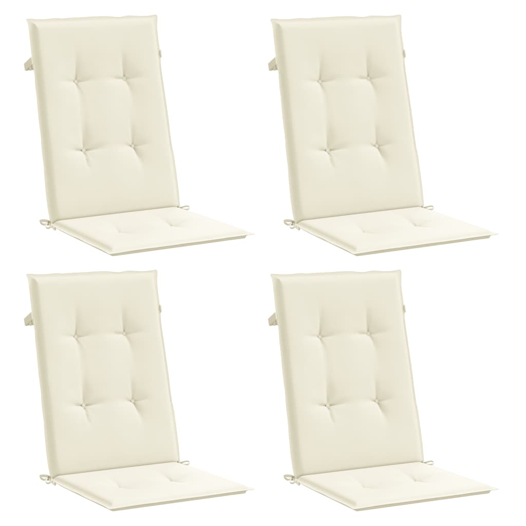 Coussins de chaise de jardin vidaxl 4 ST High arrière 120x50x3 cm Crème de tissu -colore