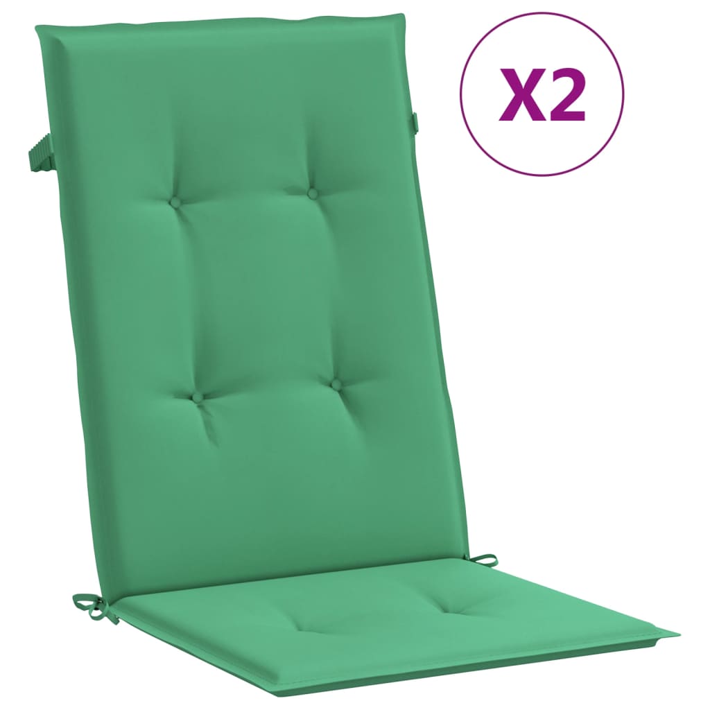 Polštáře vidaxl zahradní židle 2 st vysoká zadní část 120x50x3 cm zelená