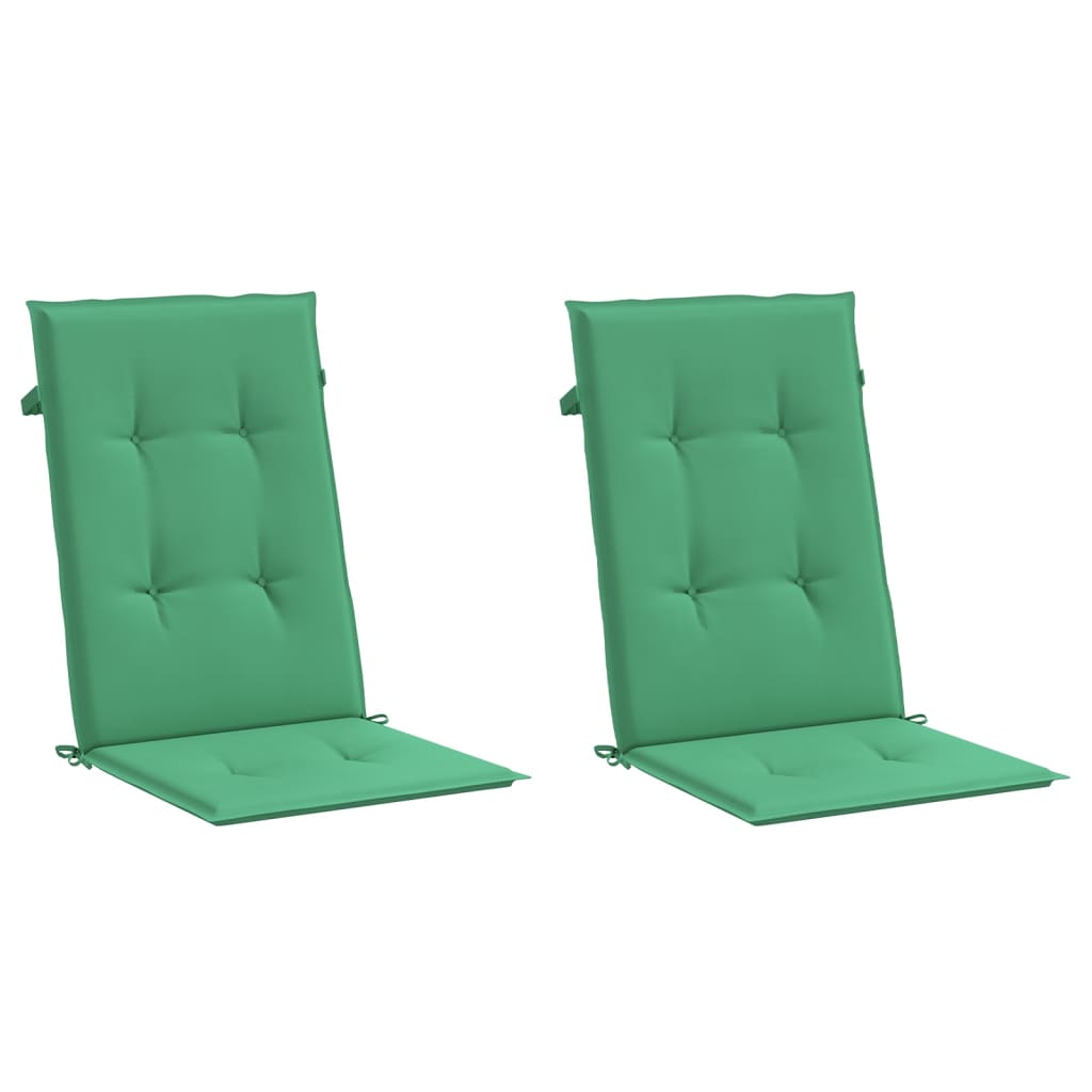 Polštáře vidaxl zahradní židle 2 st vysoká zadní část 120x50x3 cm zelená