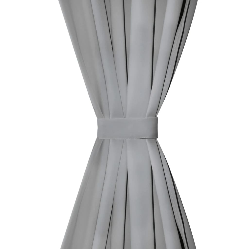 Vidaxl Micro-Satin Curtains with loops 140x225 cm Gray 2 pcs