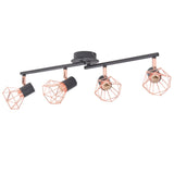 Vidaxl taklampe med 4 søkelys E14 Svart og kobber