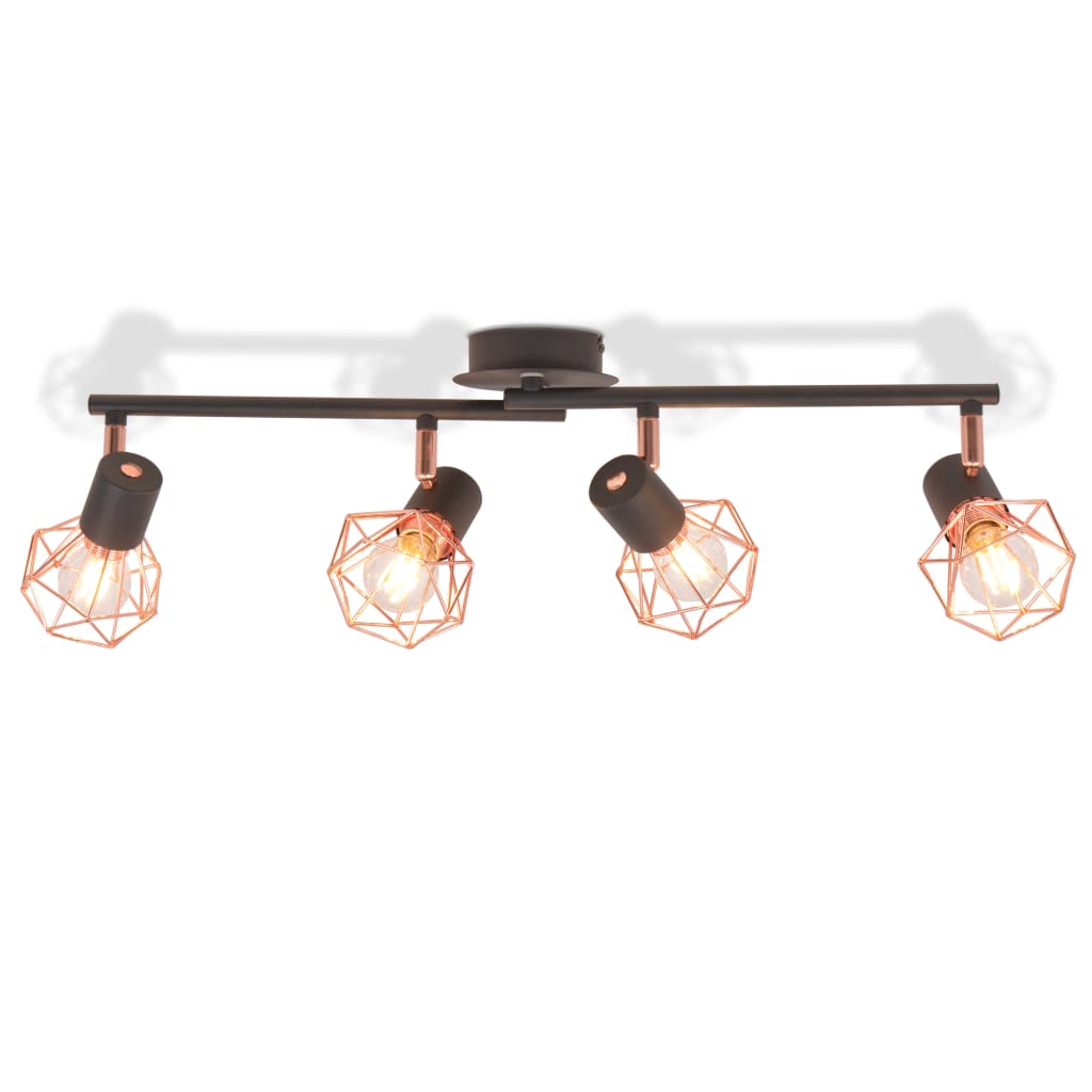 Vidaxl taklampe med 4 søkelys E14 Svart og kobber