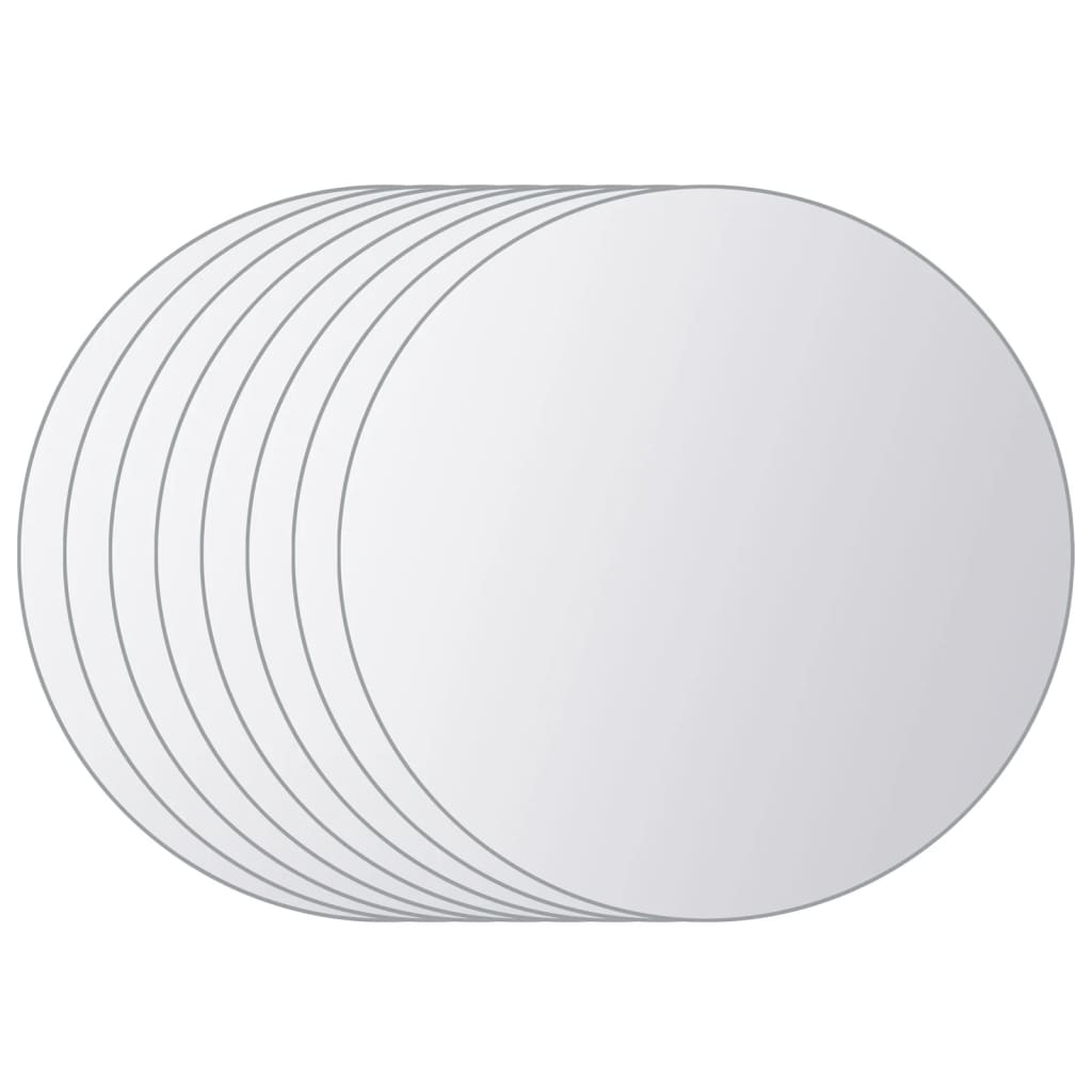 Vidaxl 8 st mirror tiles round glass