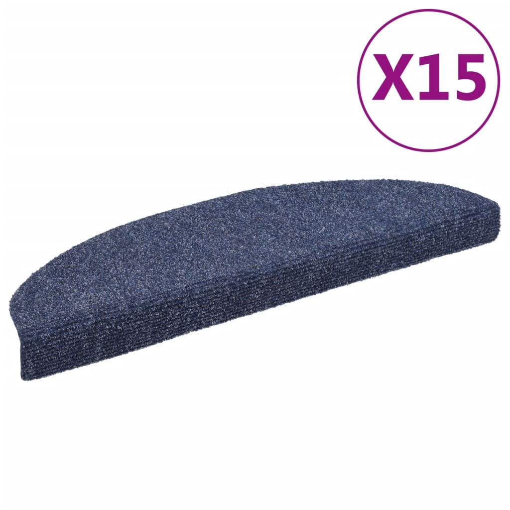 Vidaxl schodowa mata samoprzylepna 65x21x4 cm igła filcowa niebieska 15-częściowa