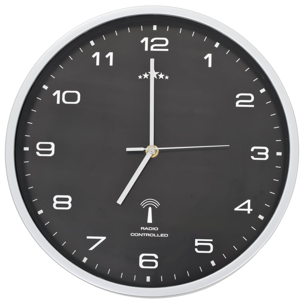Vidaxl wall clock with quartz timepiece radio -driven 31 cm black