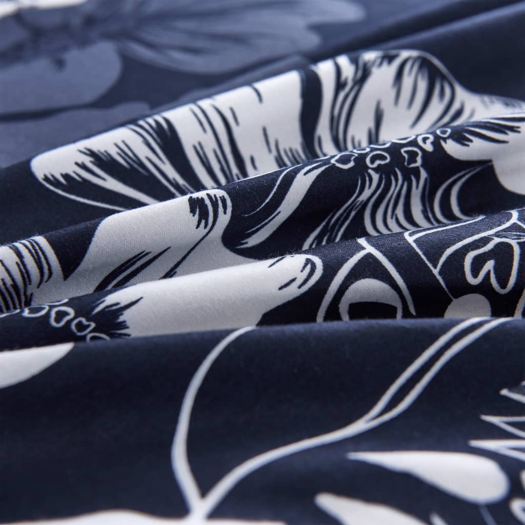 Vidaxl -täcke överlägg set blommesdesign 140x220 60x70 cm marinblå