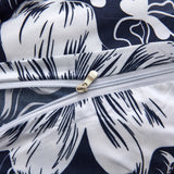 Vidaxl -täcke överlägg set blommesdesign 140x220 60x70 cm marinblå