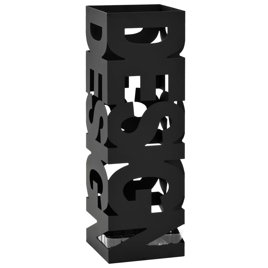 Vidaxl Paraply Holder Design Steel Black