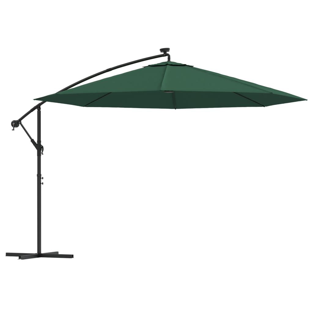 Vidaxl Floating Parasol s LED osvětlením a kovovým pólem 350 cm zelená