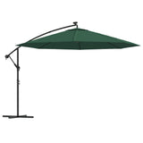 Vidaxl Floating Parasol s LED osvětlením a kovovým pólem 350 cm zelená