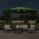Vidaxl Floating Parasol s LED osvětlením a kovovým pólem 350 cm zelená