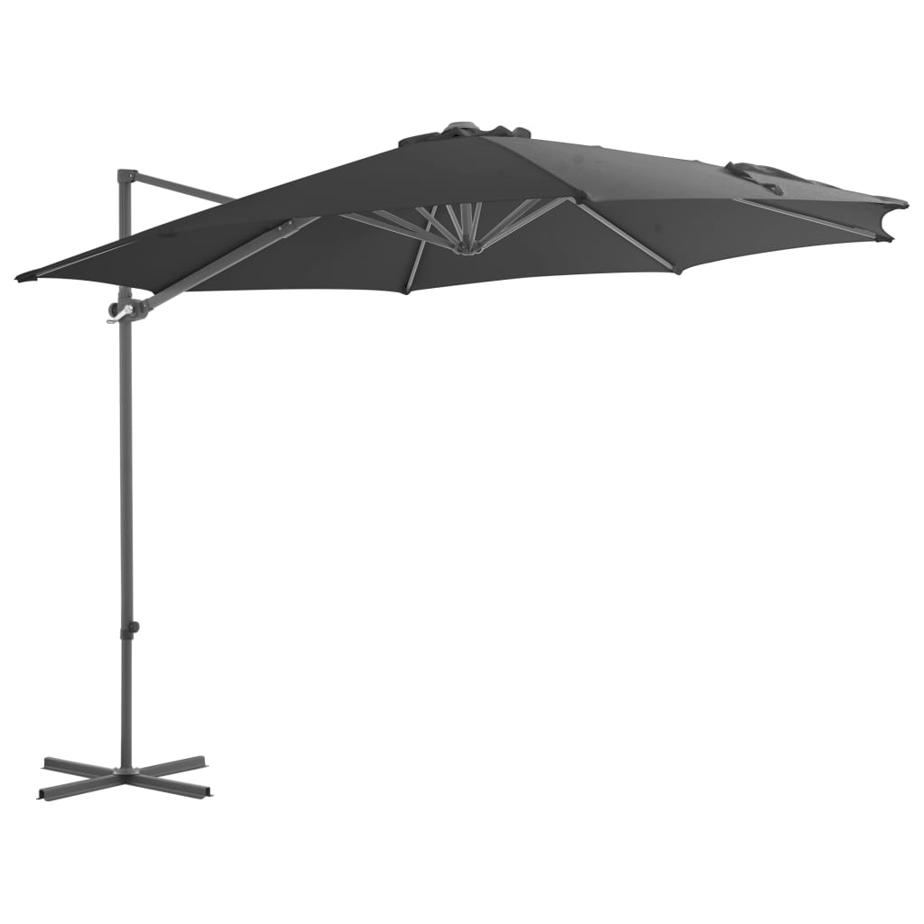 Vidaxl Parasol flottant avec poteau en acier 300 cm anthracite -colored