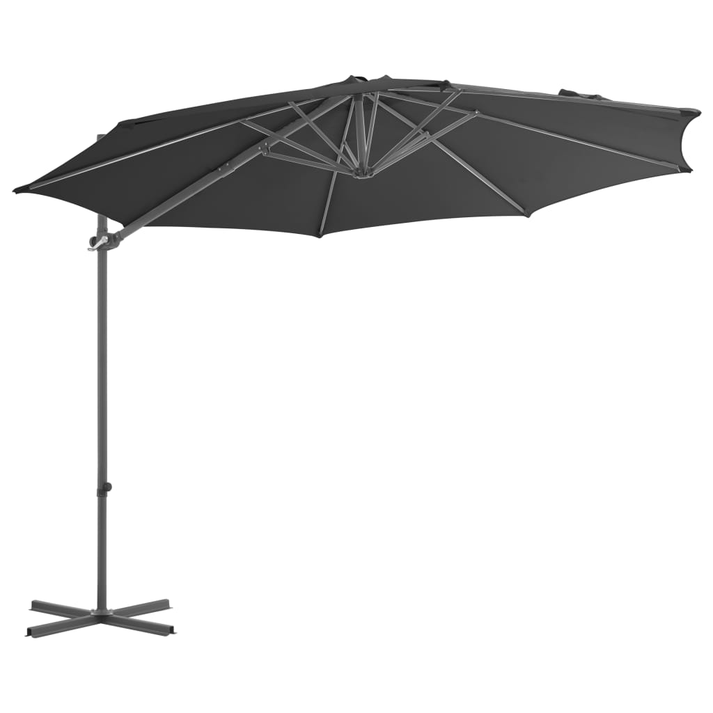 Vidaxl Parasol flottant avec poteau en acier 300 cm anthracite -colored