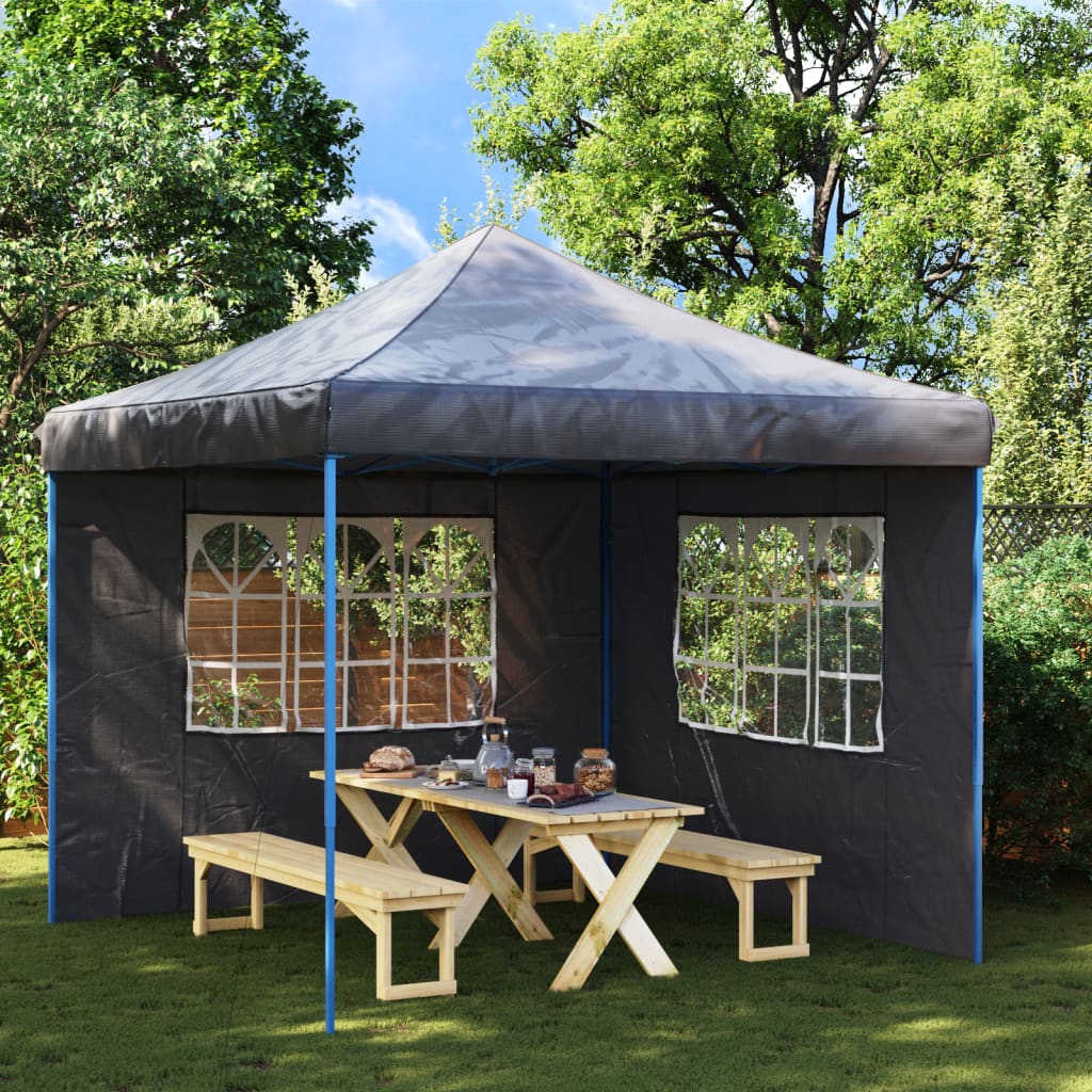 Vidaxl tent walls with window pe anthracite 2 sts