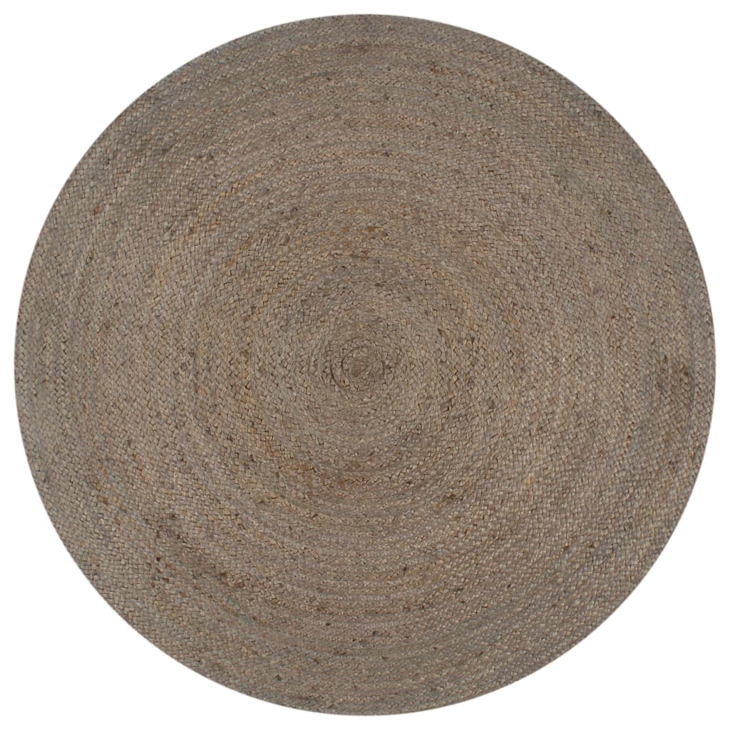 Vidaxl Teppich handgefertigt um 90 cm Jute Grau