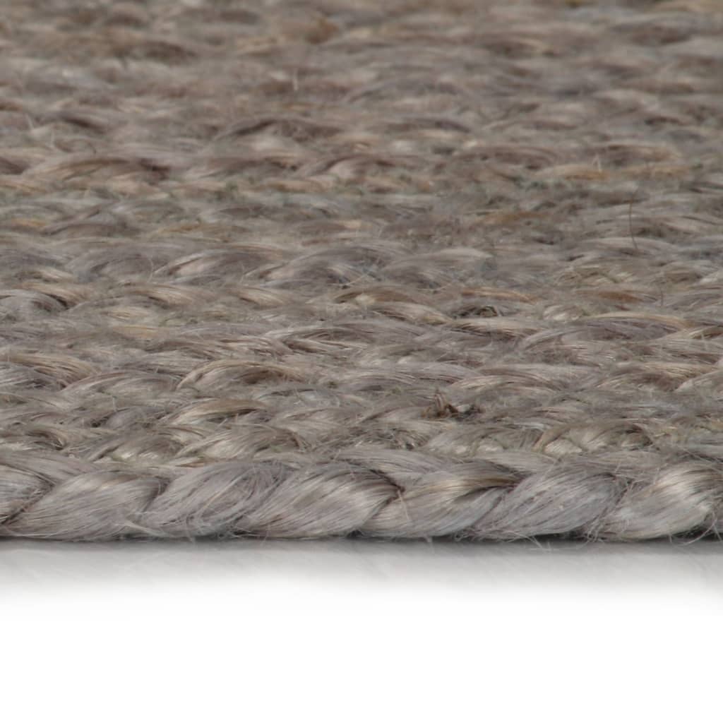 Vidaxl Teppich handgefertigt um 90 cm Jute Grau