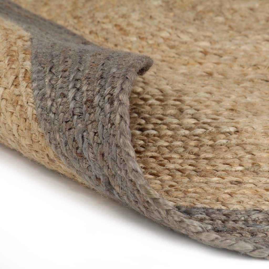 Vidaxl rug handmade with gray border 90 cm jute