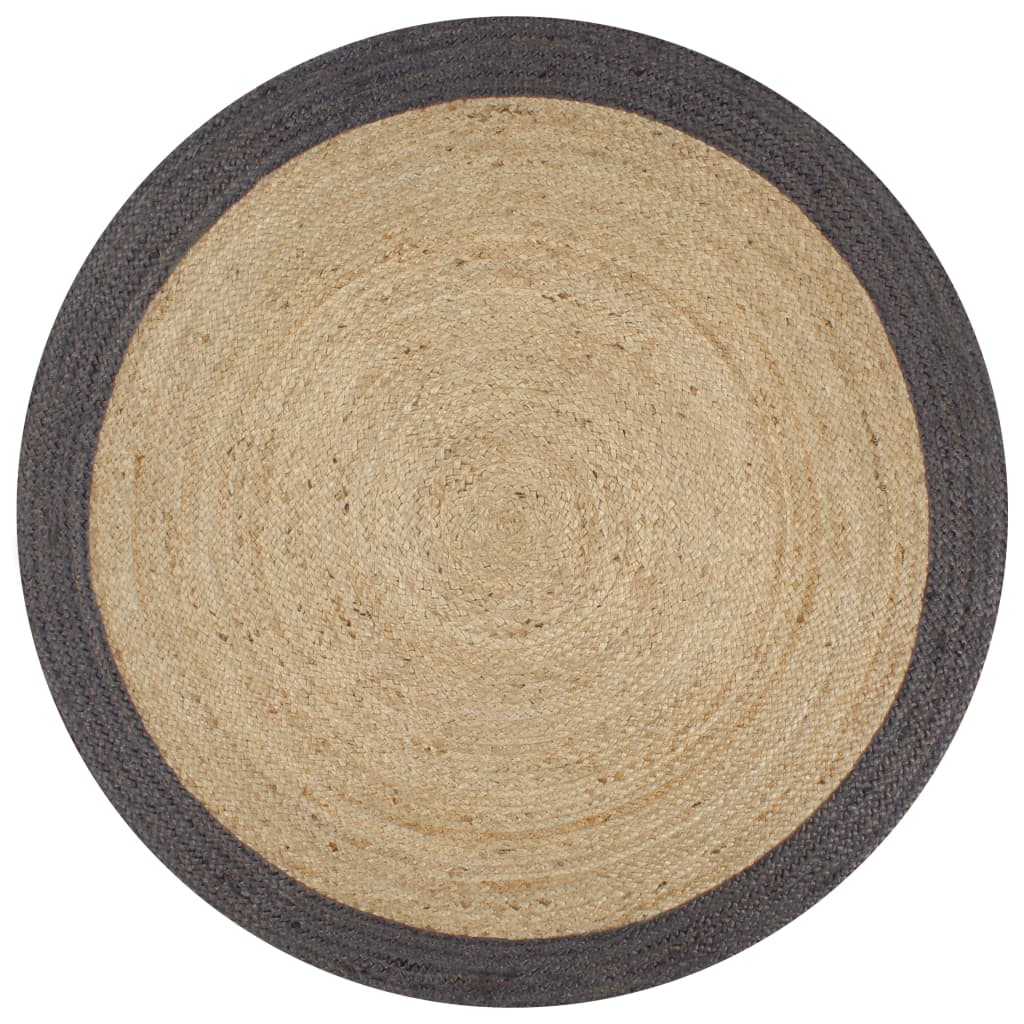 Vidaxl Teppich handgefertigt mit dunkelgrauem Rand 150 cm Jute