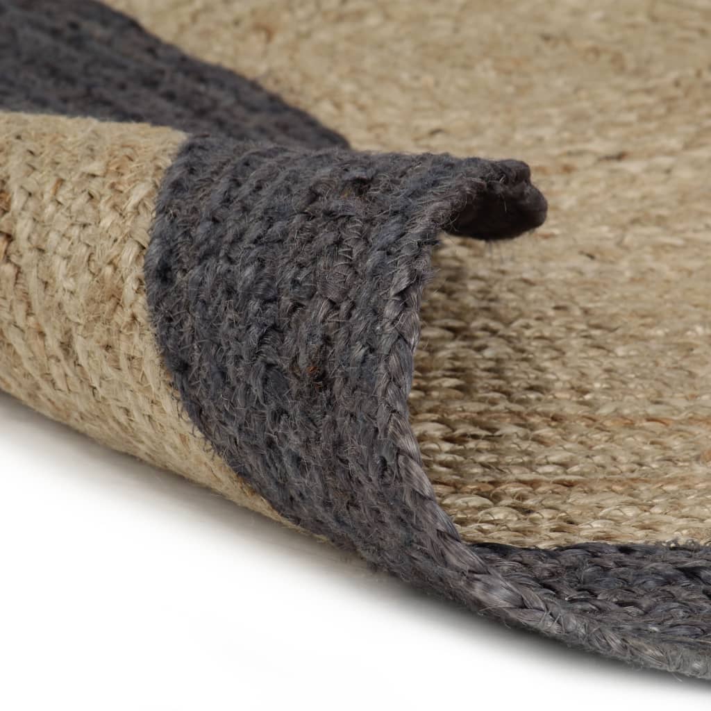 Vidaxl Teppich handgefertigt mit dunkelgrauem Rand 150 cm Jute