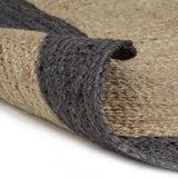 Vidaxl Teppich handgefertigt mit dunkelgrauem Rand 150 cm Jute