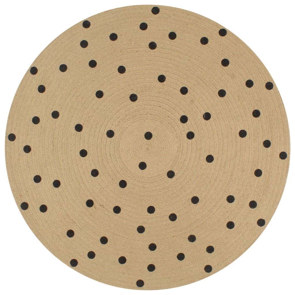 Vidaxl rug handmade with print polkadot 90 cm jute