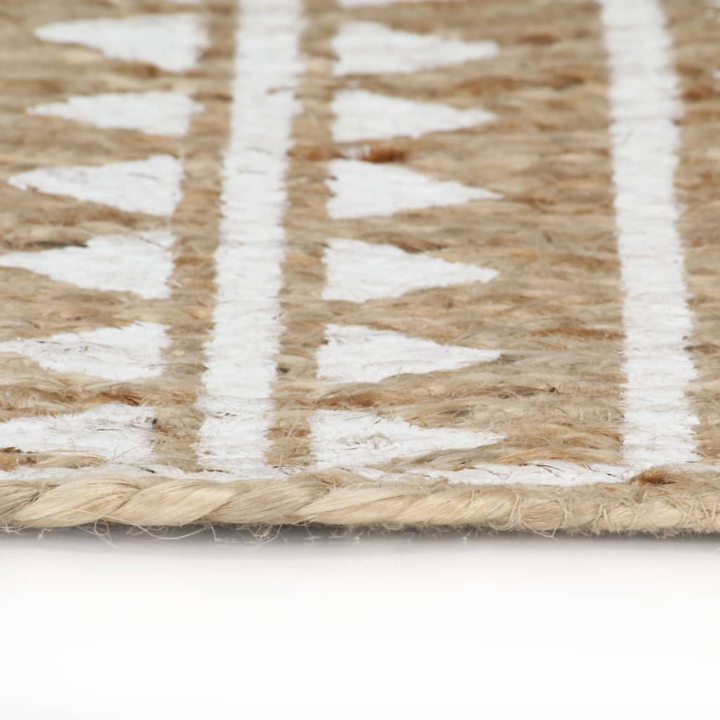 Vidaxl tapis fait à la main avec un jute de 90 cm à imprimé blanc