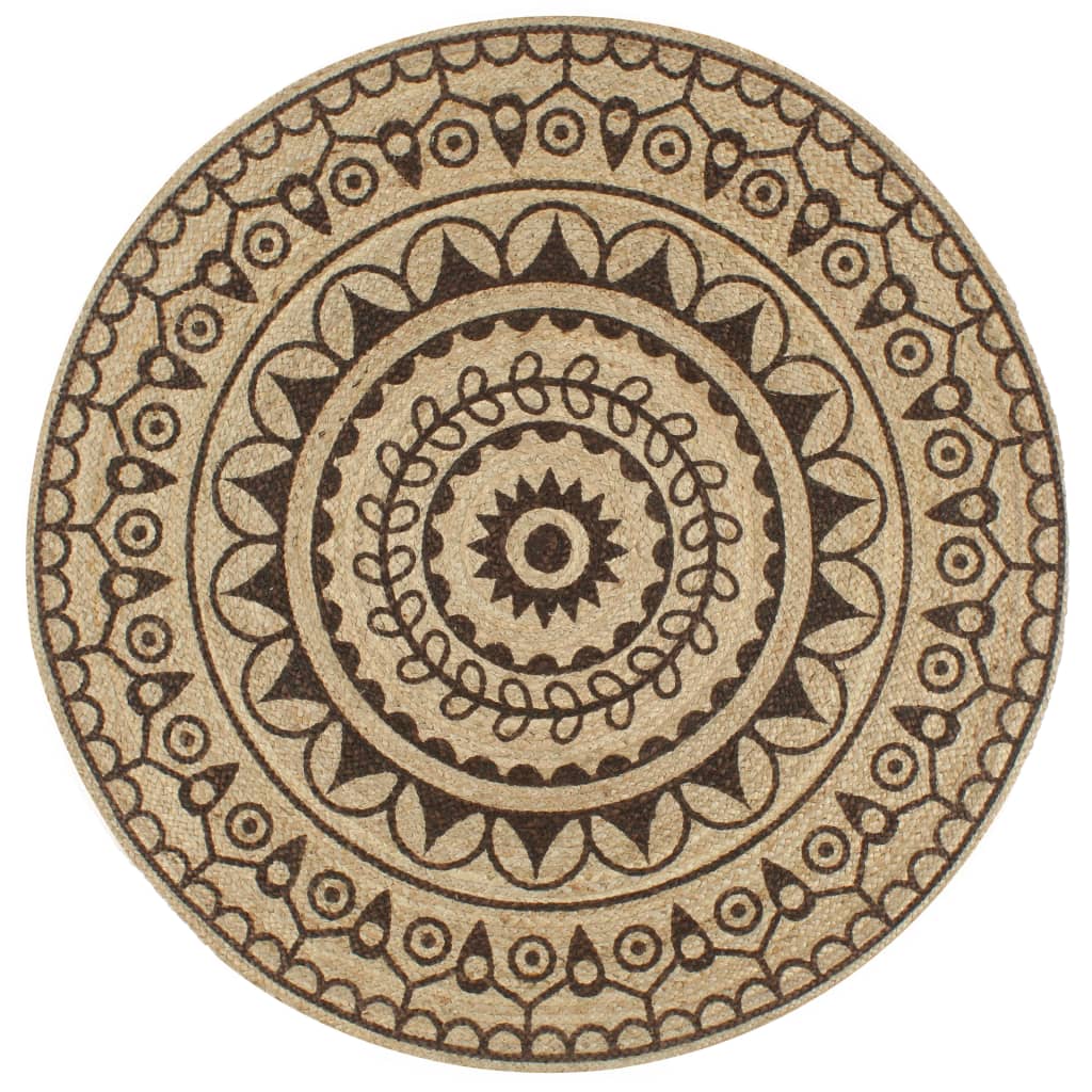 Viaxl tapis fait à la main avec imprimé brun foncé 120 cm jute