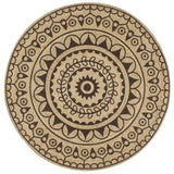 Viaxl tapis fait à la main avec imprimé brun foncé 120 cm jute