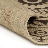 Viaxl tapis fait à la main avec imprimé brun foncé 120 cm jute