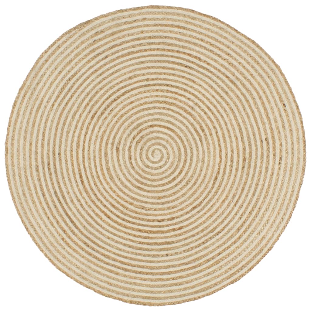 Vidaxl tappeto fatto a mano con design a spirale 90 cm bianco
