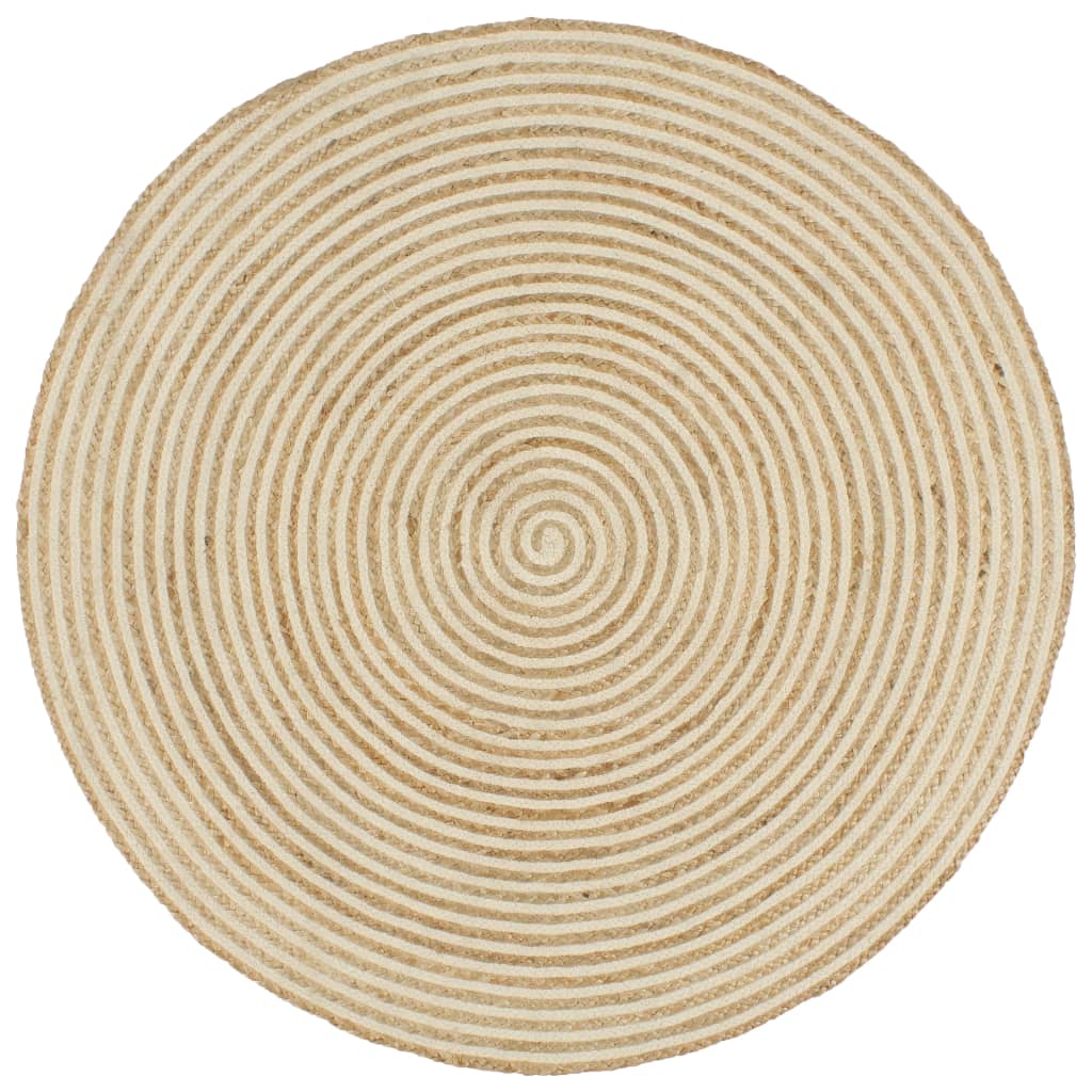 Vidaxl rug handmade with spiral design 150 cm jute white
