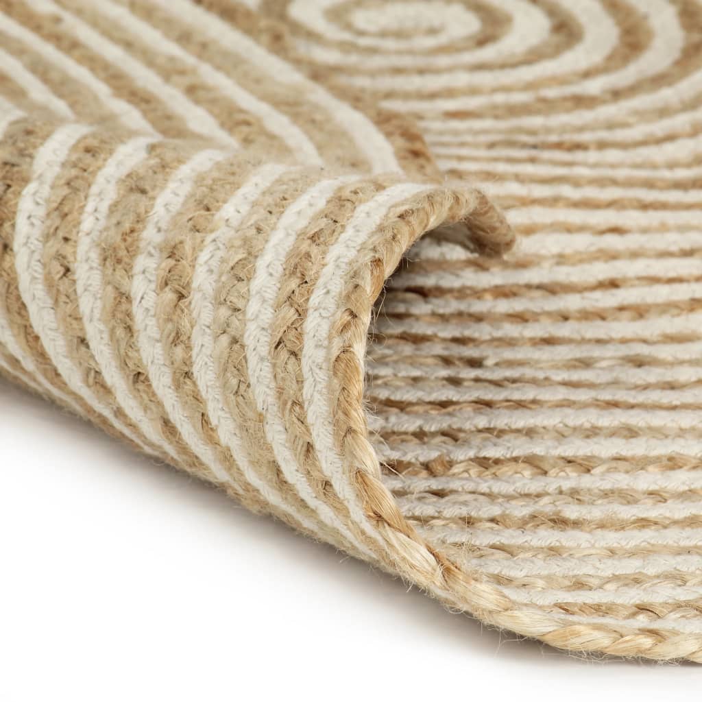 Vidaxl rug handmade with spiral design 150 cm jute white