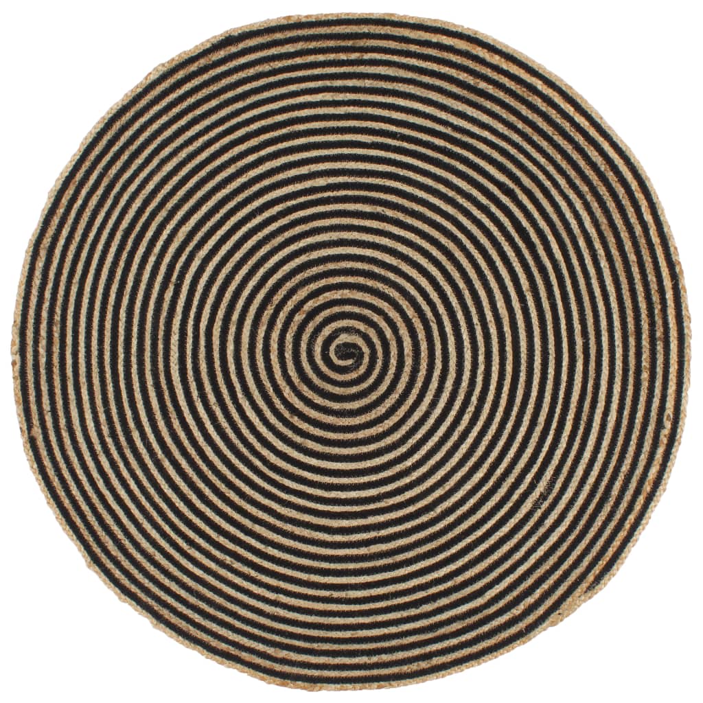 Vidaxl tæppe håndlavet med spiraldesign 90 cm jute sort
